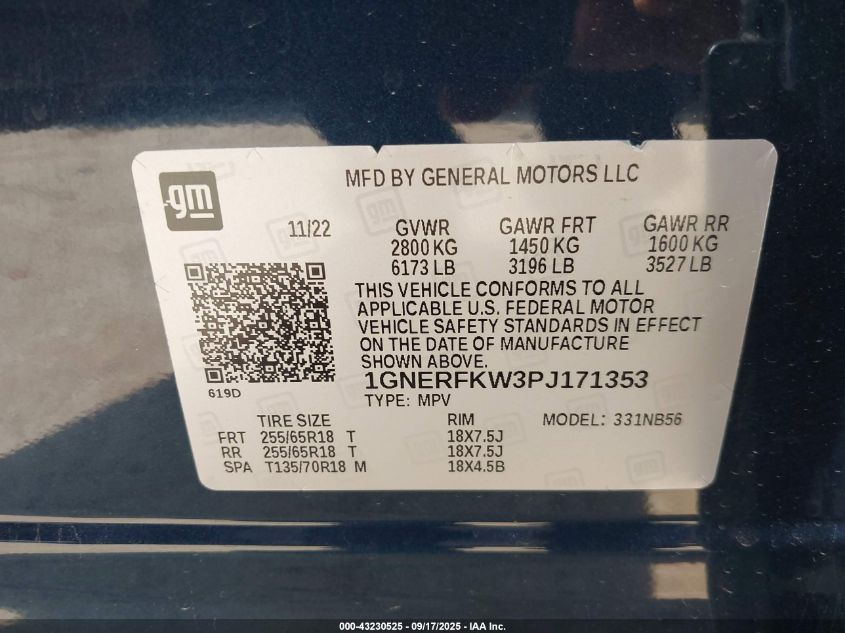 2023 Chevrolet Traverse Fwd Ls VIN: 1GNERFKW3PJ171353 Lot: 43230525