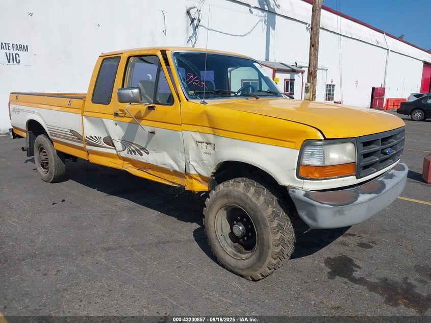 1995 Ford F250 yellow pickup gasoline 1FTHX26H4SKB74183 photo #1