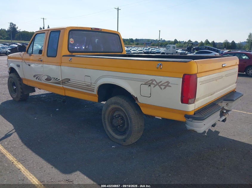 1995 Ford F250 yellow pickup gasoline 1FTHX26H4SKB74183 photo #4