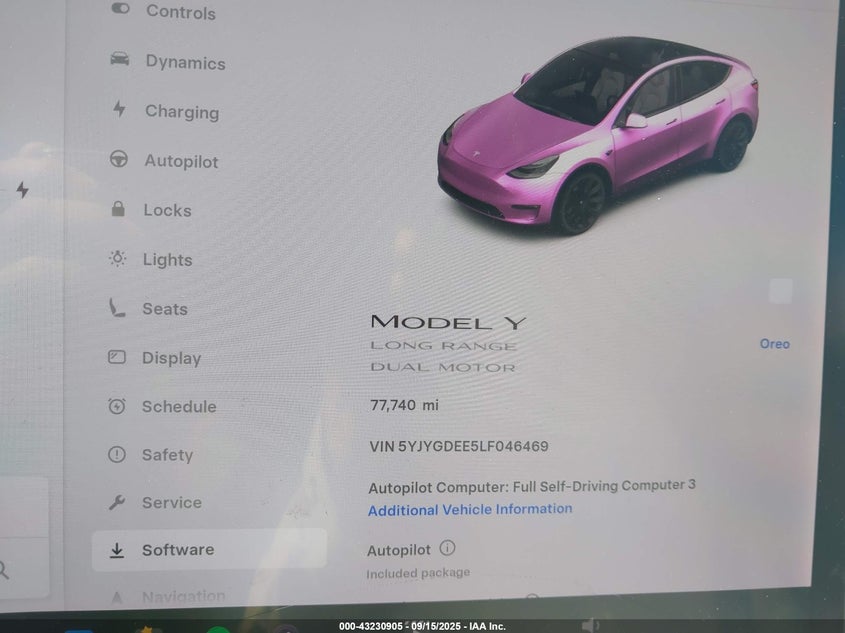 2020 Tesla Model y Long Range Dual Motor All-wheel Drive Black Lot 111043230905 Vin 5YJYGDEE5LF046469