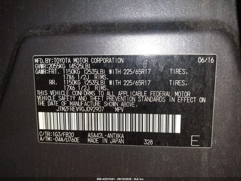 2016 TOYOTA RAV4 LE - JTMZFREV9GJ092907