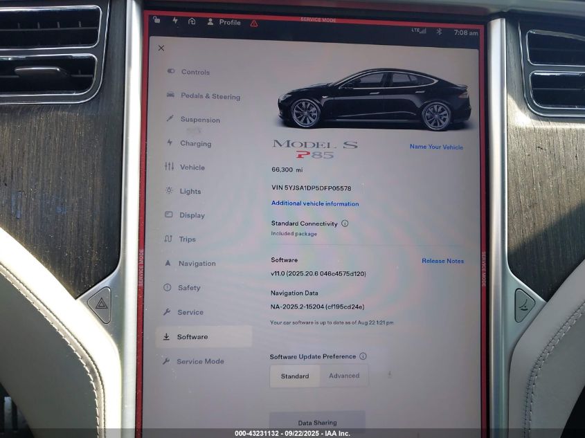 2013 Tesla Model S Performance VIN: 5YJSA1DP5DFP05578 Lot: 43231132