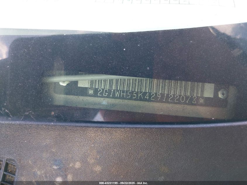 2002 Chevrolet Impala Ls VIN: 2G1WH55K429122078 Lot: 43231195