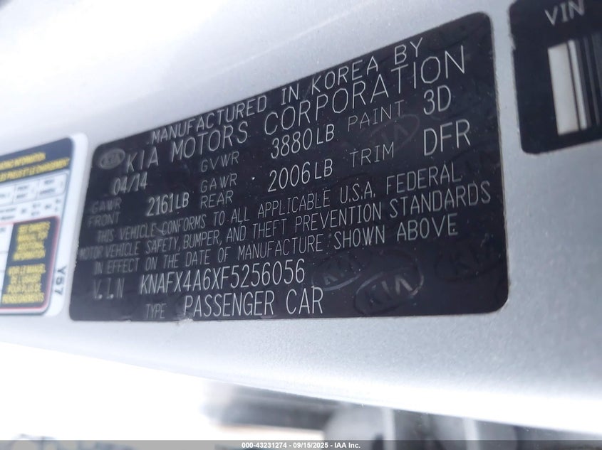 2015 KIA FORTE LX - KNAFX4A6XF5256056