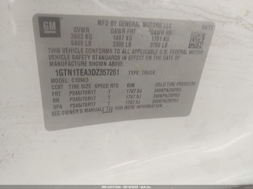 2013 Chevrolet Silverado 1500 Lt VIN: 1GCRCSEA8DZ392514 Lot: 43231284