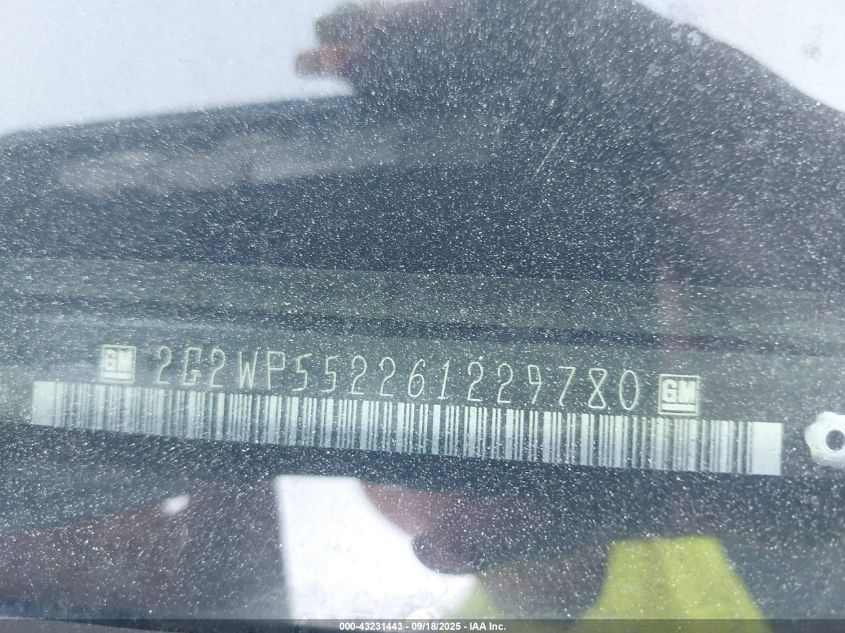 2006 Pontiac Grand Prix VIN: 2G2WP552261229780 Lot: 43231443