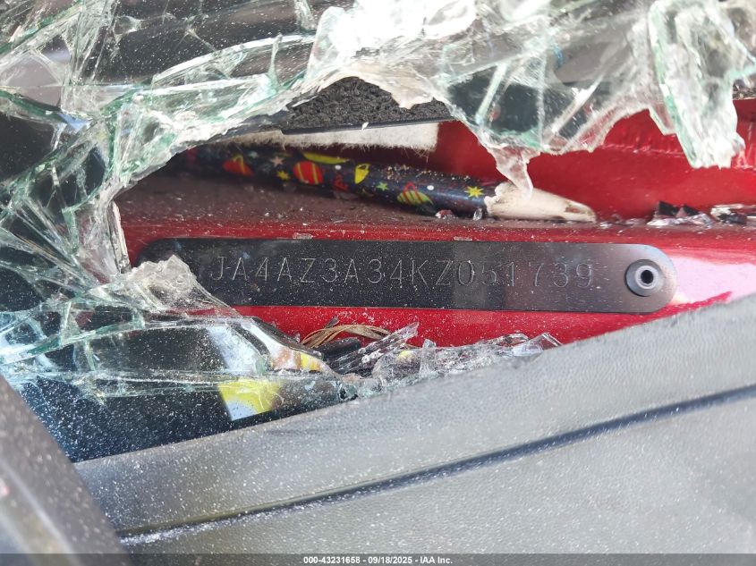 2019 Mitsubishi Outlander Sel VIN: JA4AZ3A34KZ051739 Lot: 43231658