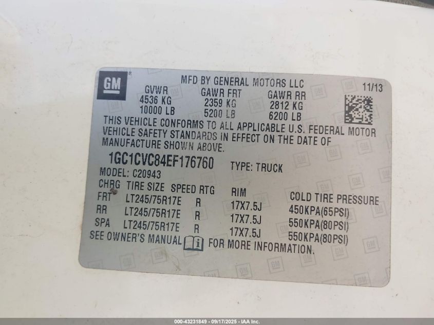 2014 CHEVROLET SILVERADO 2500HD WORK TRUCK - 1GC1CVC84EF176760