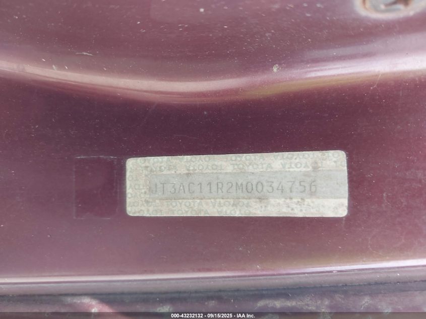 1991 Toyota Previa Dlx VIN: JT3AC11R2M0034756 Lot: 43232132