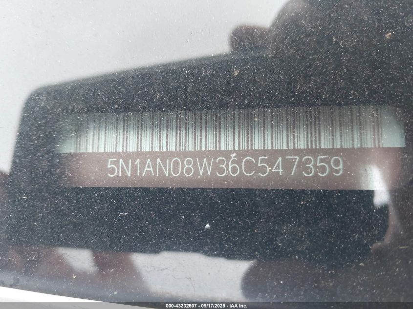 2006 Nissan Xterra Off Road/S/Se VIN: 5N1AN08W36C547359 Lot: 43232607