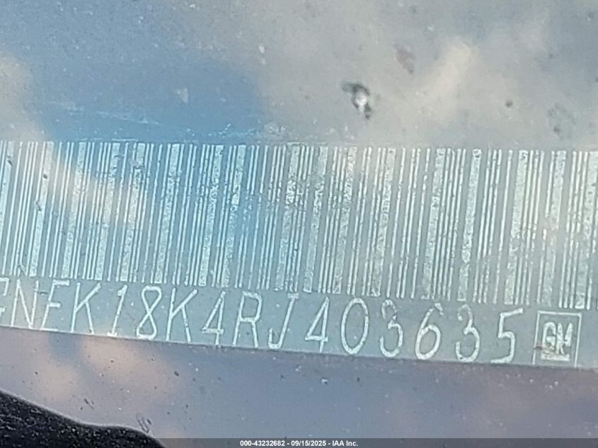 1994 Chevrolet Blazer K1500 VIN: 1GNEK18K4RJ403635 Lot: 43232682