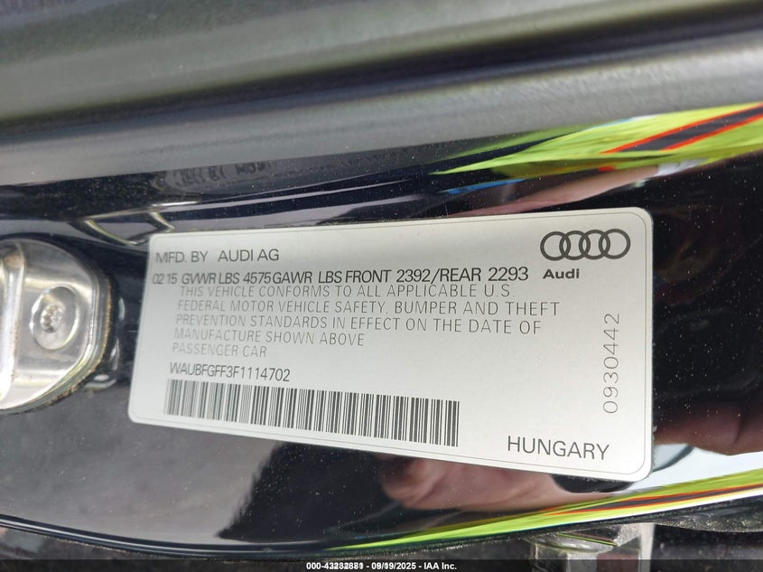 2015 AUDI A3 2.0T PREMIUM - WAUBFGFF3F1114702