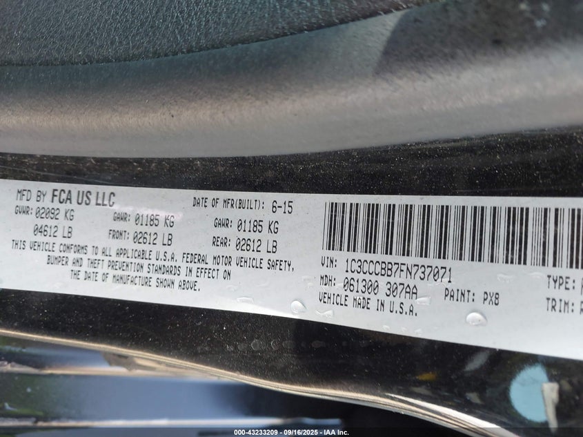 2015 CHRYSLER 200 S 1C3CCCBB7FN737071