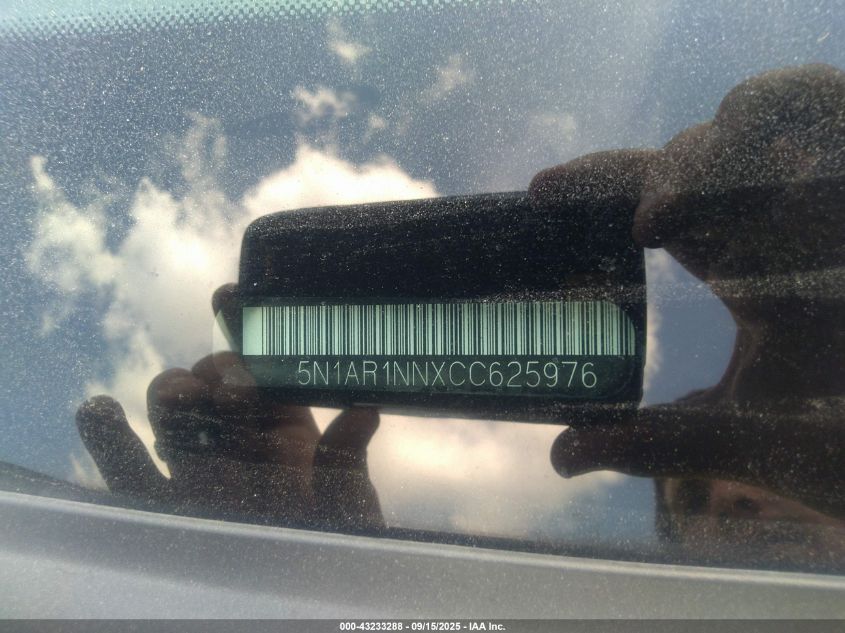 2012 Nissan Pathfinder Sv VIN: 5N1AR1NNXCC625976 Lot: 43233288