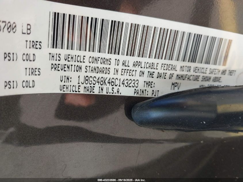 2006 Jeep Grand Cherokee Laredo VIN: 1J8GS48K46C143233 Lot: 43233586