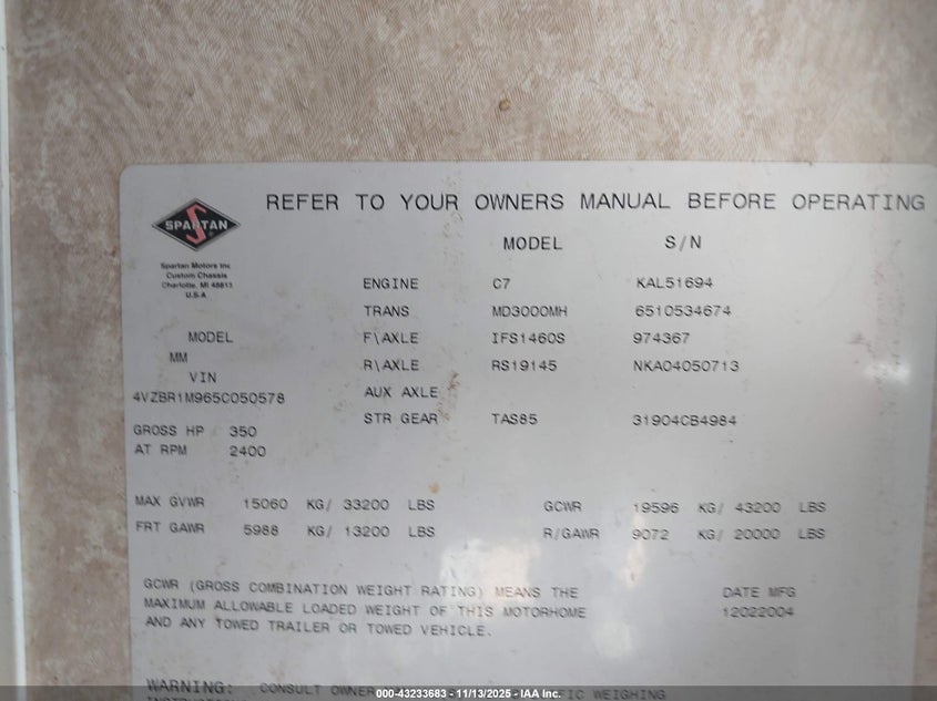 4VZBR1M965C050578 2005   photo no. 14