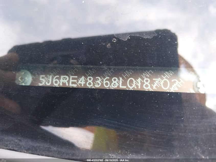 2008 Honda Cr-V Lx VIN: 5J6RE48368L018702 Lot: 43233765