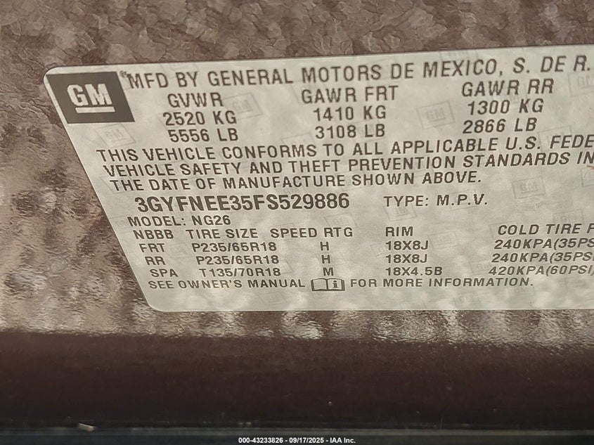 2015 CADILLAC SRX LUXURY COLLECTION - 3GYFNEE35FS529886