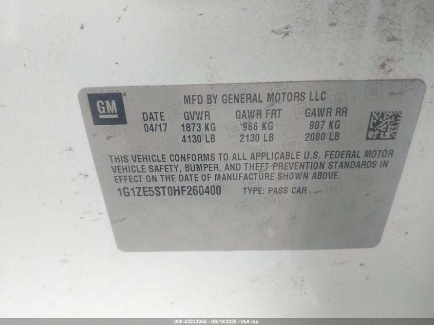 2017 CHEVROLET MALIBU 1LT - 1G1ZE5ST0HF260400