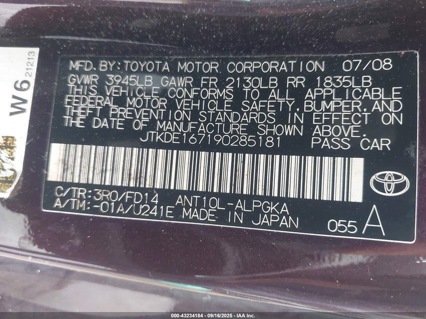 JTKDE167190285181 2009 SCION TC photo no. 9