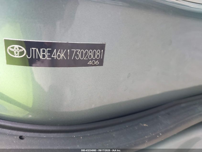 2007 Toyota Camry Xle VIN: JTNBE46K173028081 Lot: 43234560