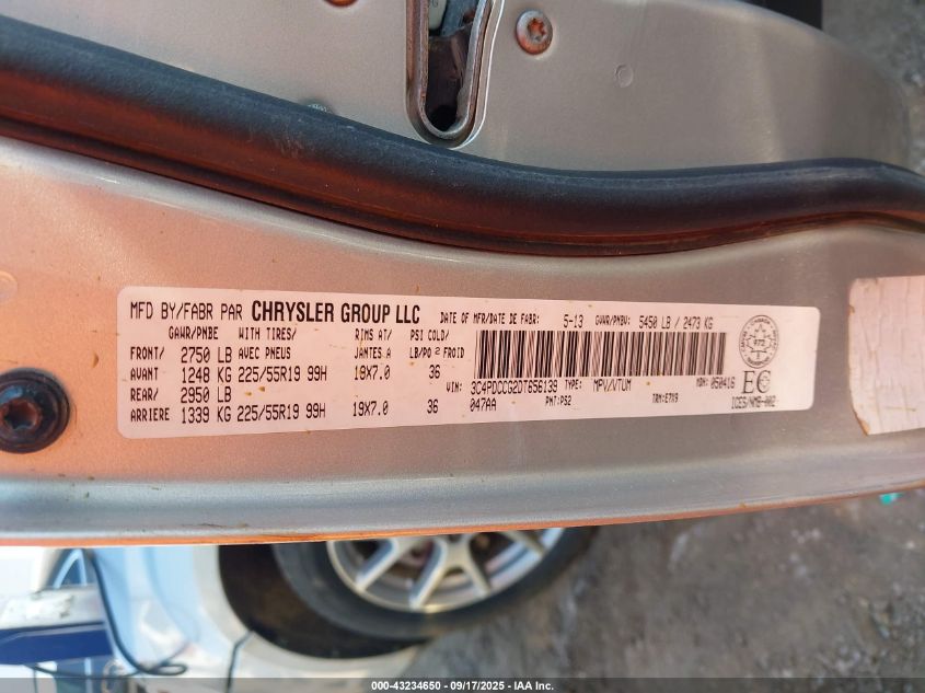 2013 Dodge Journey Sxt/Crew VIN: 3C4PDCCG2DT656139 Lot: 43234650