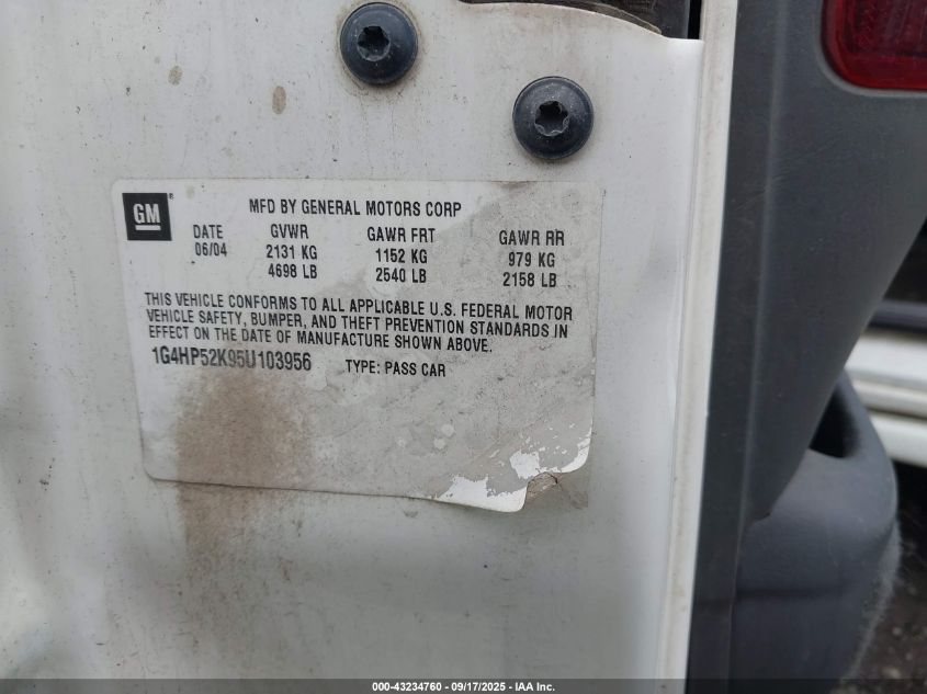 2005 Buick Lesabre Custom VIN: 1G4HP52K95U103956 Lot: 43234760