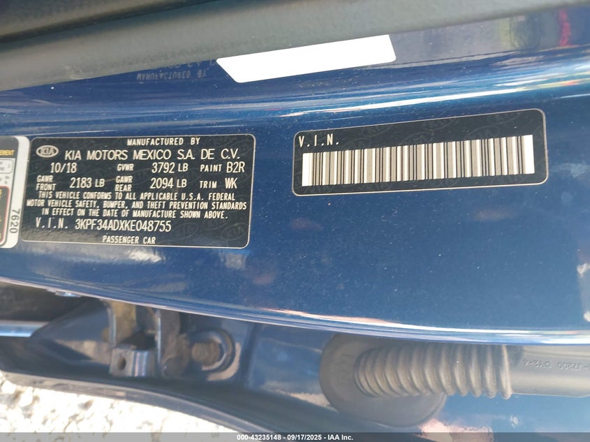 2019 KIA FORTE S - 3KPF34ADXKE048755