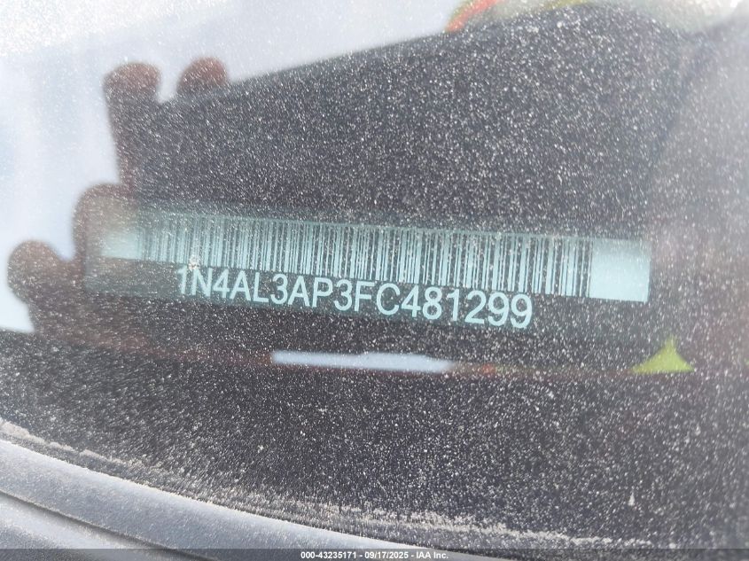 2015 Nissan Altima 2.5 S VIN: 1N4AL3AP3FC481299 Lot: 43235171