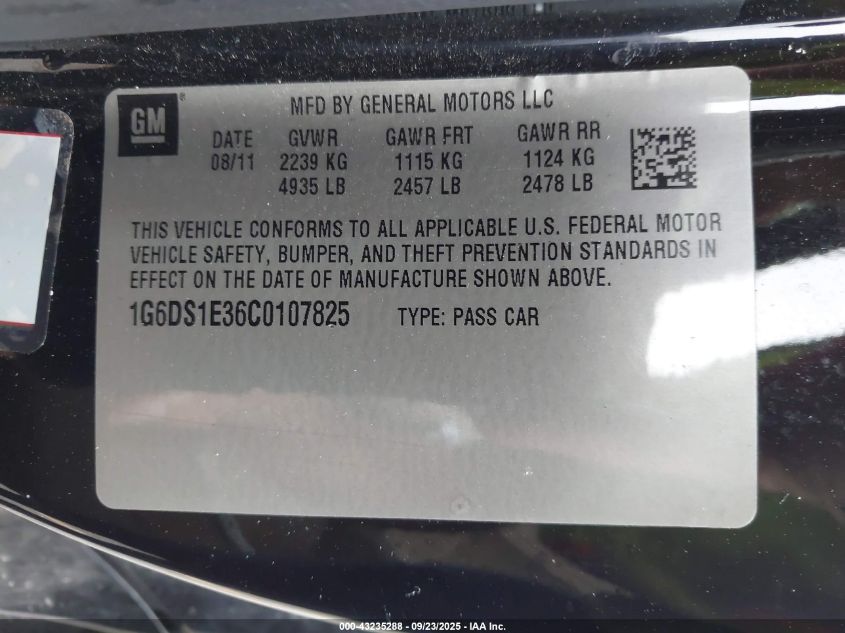 2012 Cadillac Cts Premium VIN: 1G6DS1E36C0107825 Lot: 43235288