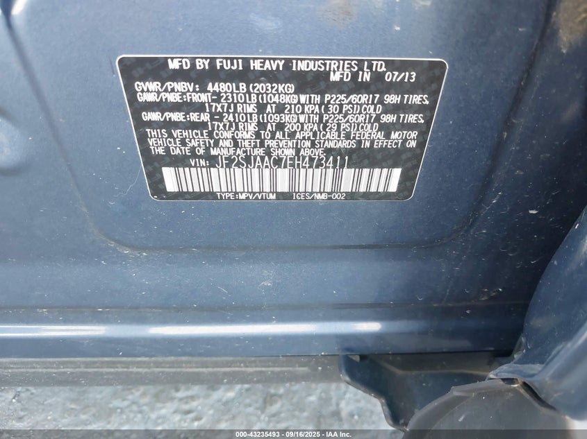 2014 SUBARU FORESTER 2.5I - JF2SJAAC7EH473411