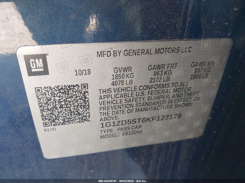 2019 CHEVROLET MALIBU LT - 1G1ZD5ST6KF123178