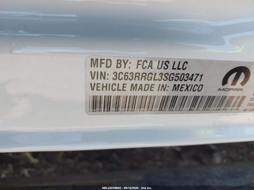 2025 Ram 3500 Tradesman 4X4 8' Box VIN: 3C63RRGL3SG503471 Lot: 43236605