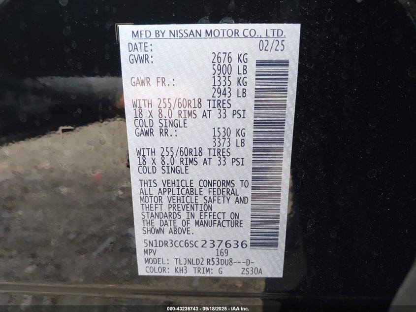 2025 NISSAN PATHFINDER SL 4WD - 5N1DR3CC6SC237636