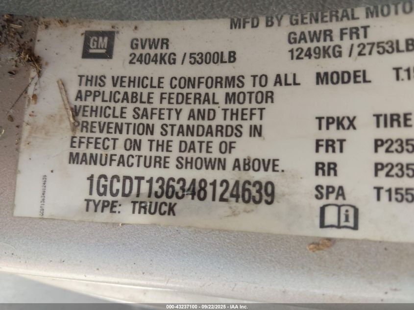 2004 Chevrolet Colorado Ls VIN: 1GCDT136348124639 Lot: 43237100