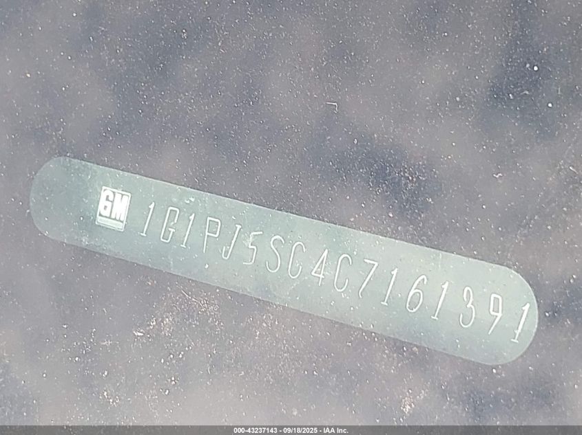 2012 Chevrolet Cruze Eco VIN: 1G1PJ5SC4C7162391 Lot: 43237143