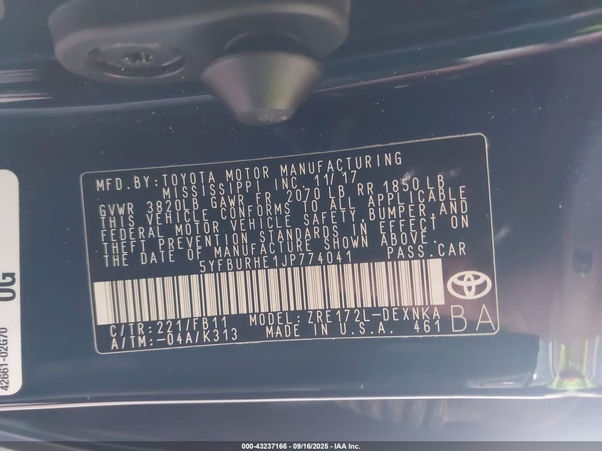 2018 TOYOTA COROLLA LE - 5YFBURHE1JP774041