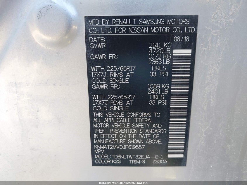 2018 NISSAN ROGUE SV - KNMAT2MV0JP619557