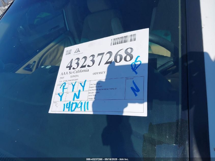 2005 Honda Odyssey Ex VIN: 5FNRL38465B062695 Lot: 43237268