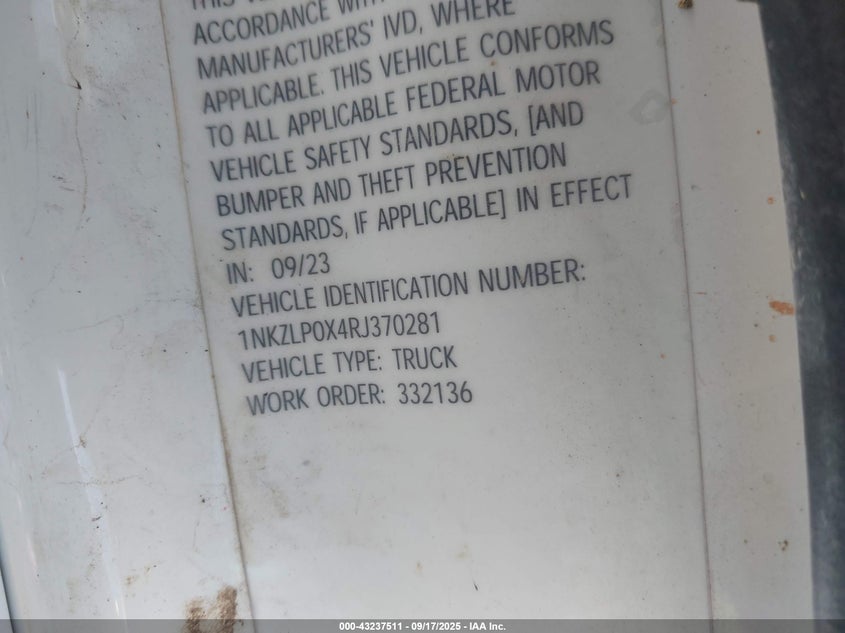 1NKZLP0X4RJ370281 2024   photo no. 8