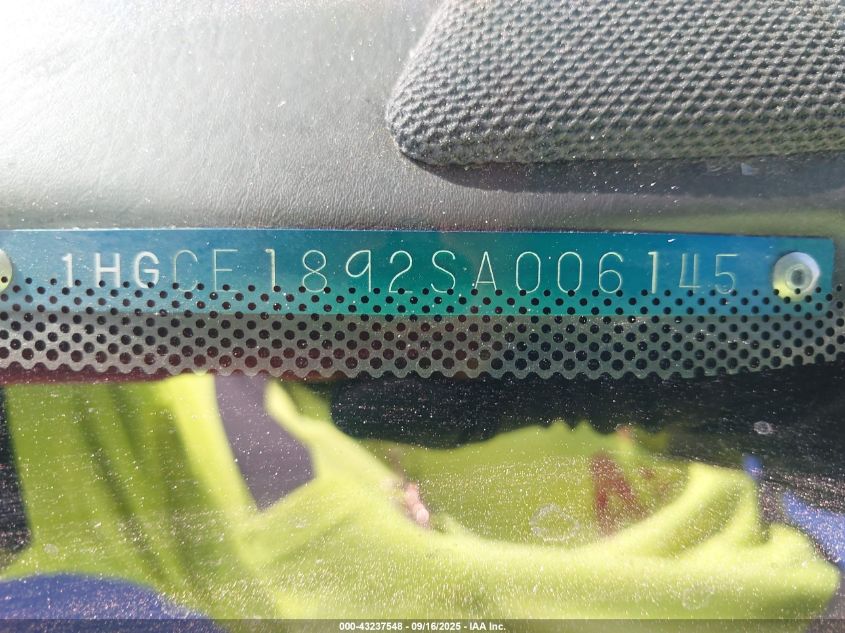 1995 Honda Accord Ex VIN: 1HGCE1892SA006145 Lot: 43237548