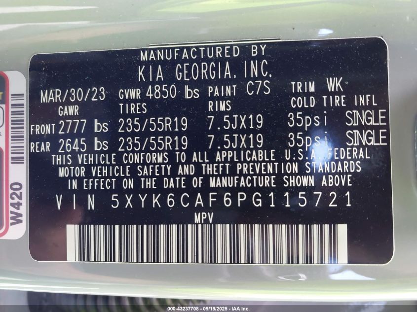 2023 Kia Sportage X-Line VIN: 5XYK6CAF6PG115721 Lot: 43237708