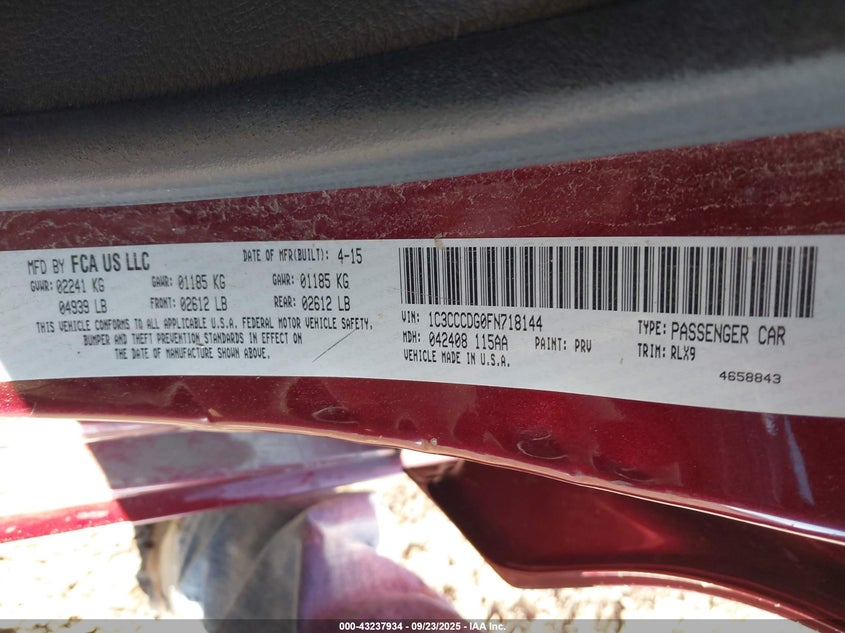 2015 CHRYSLER 200 S - 1C3CCCDG0FN718144