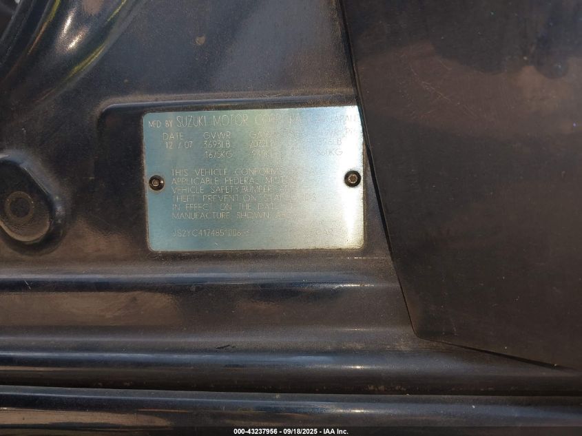 2008 Suzuki Sx4 Sport Touring 2 VIN: JS2YC417485100653 Lot: 43430188
