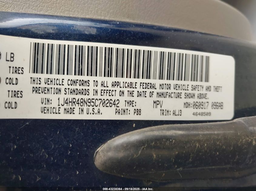 2005 Jeep Grand Cherokee Laredo VIN: 1J4HR48N95C702642 Lot: 43238364