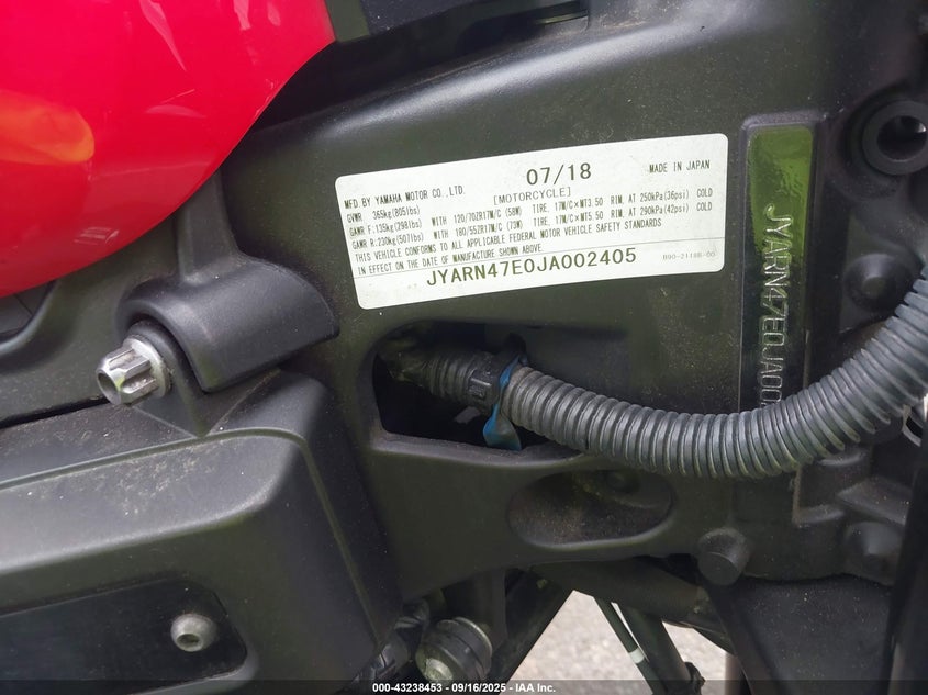 2018 YAMAHA XSR900 JYARN47E0JA002405