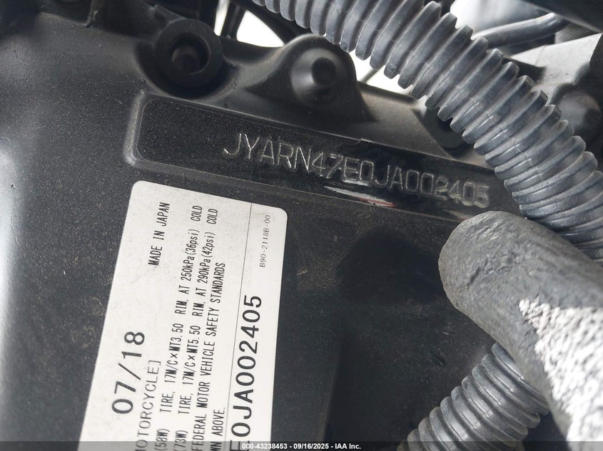 2018 YAMAHA XSR900 JYARN47E0JA002405