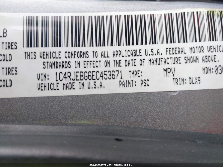 2014 Jeep Grand Cherokee Limited VIN: 1C4RJEBG6EC453671 Lot: 43238572