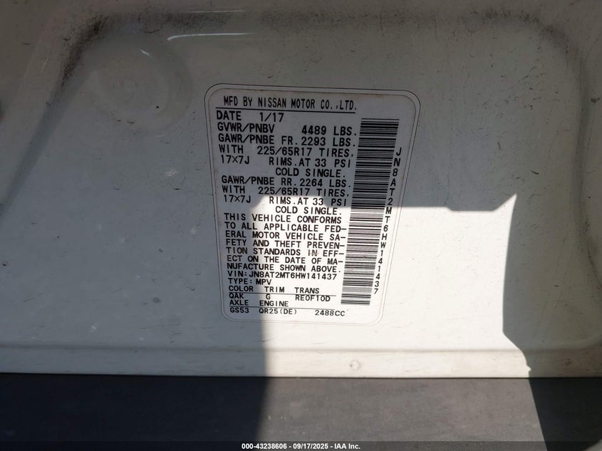 2017 NISSAN ROGUE S - JN8AT2MT6HW141437