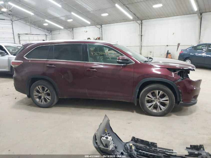 2015 Toyota Highlander Xle V6 VIN: 5TDJKRFH1FS141486 Lot: 43238681